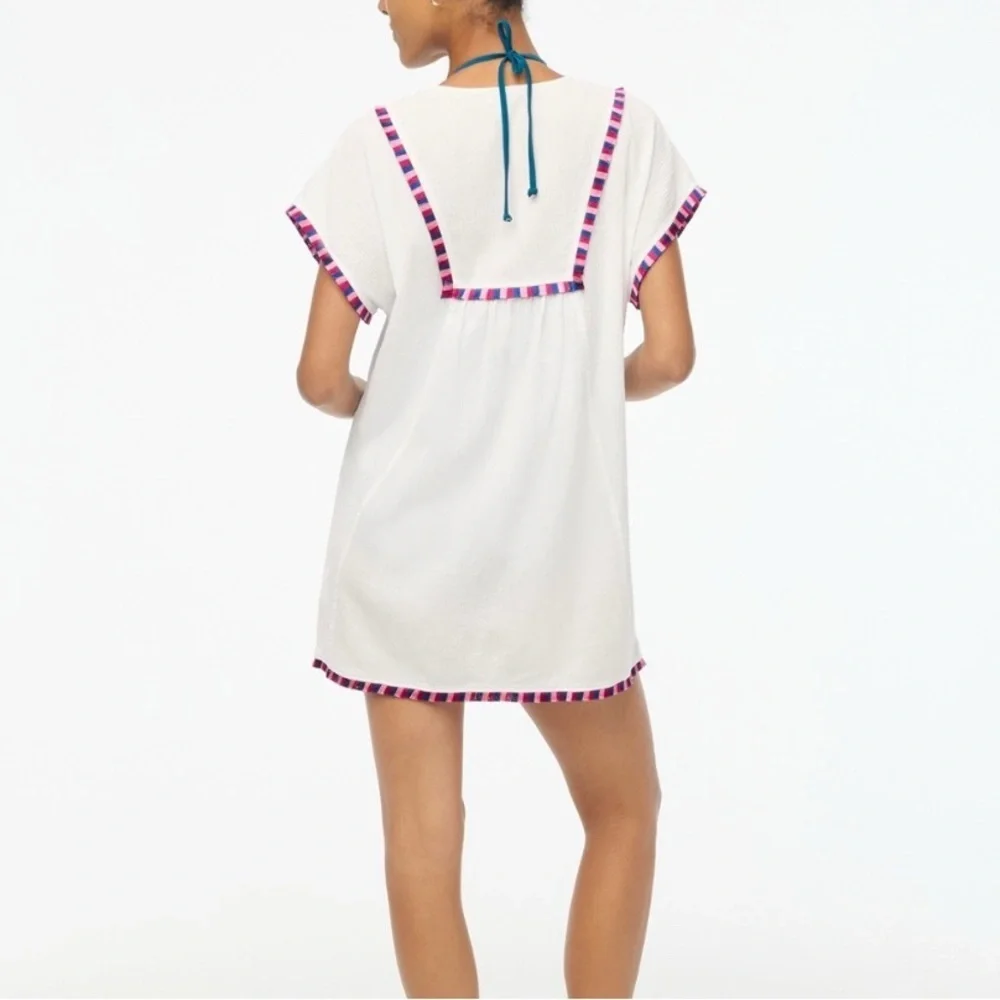 J. Crew White Swim Cover-Up Tunic with Pink Trim - S